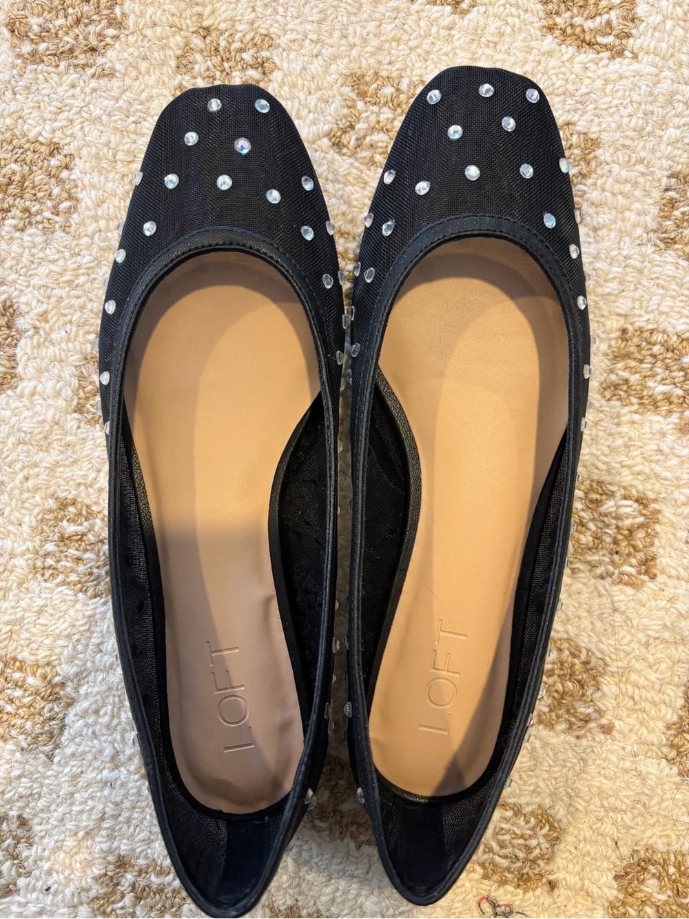 LOFT Black Studded Ballet Flats